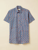 Patrah Block Blue Paisley Handblock Printed Shirt