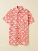 Patrah Block Summer Coral Handblock Printed Shirt