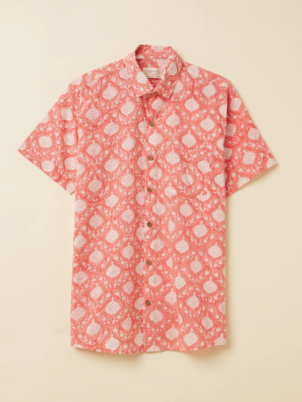 Patrah Block Summer Coral Handblock Printed Shirt