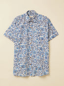 Patrah Block Blue Pottery Inspired Handblock Printed Shirt