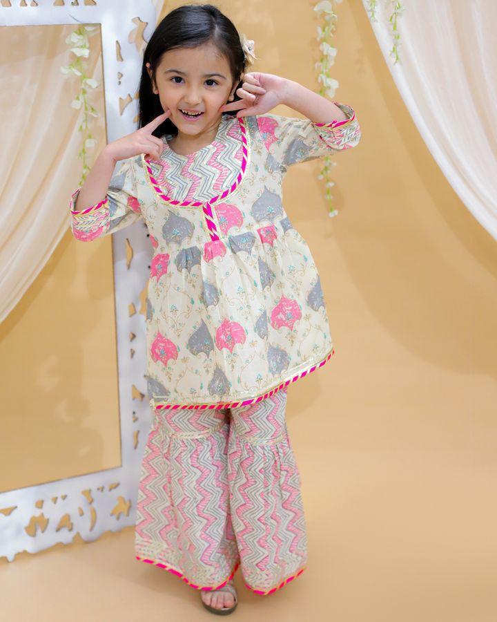 Kid’s Girls Pure Cotton Jaipur Block Printed Indian Ethnic Festive Party Wear Suit Sets