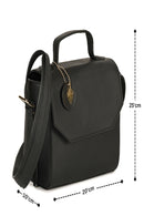 Green Hermitage Asteria Vegan Leather Satchel/Crossbody Bags (Black)