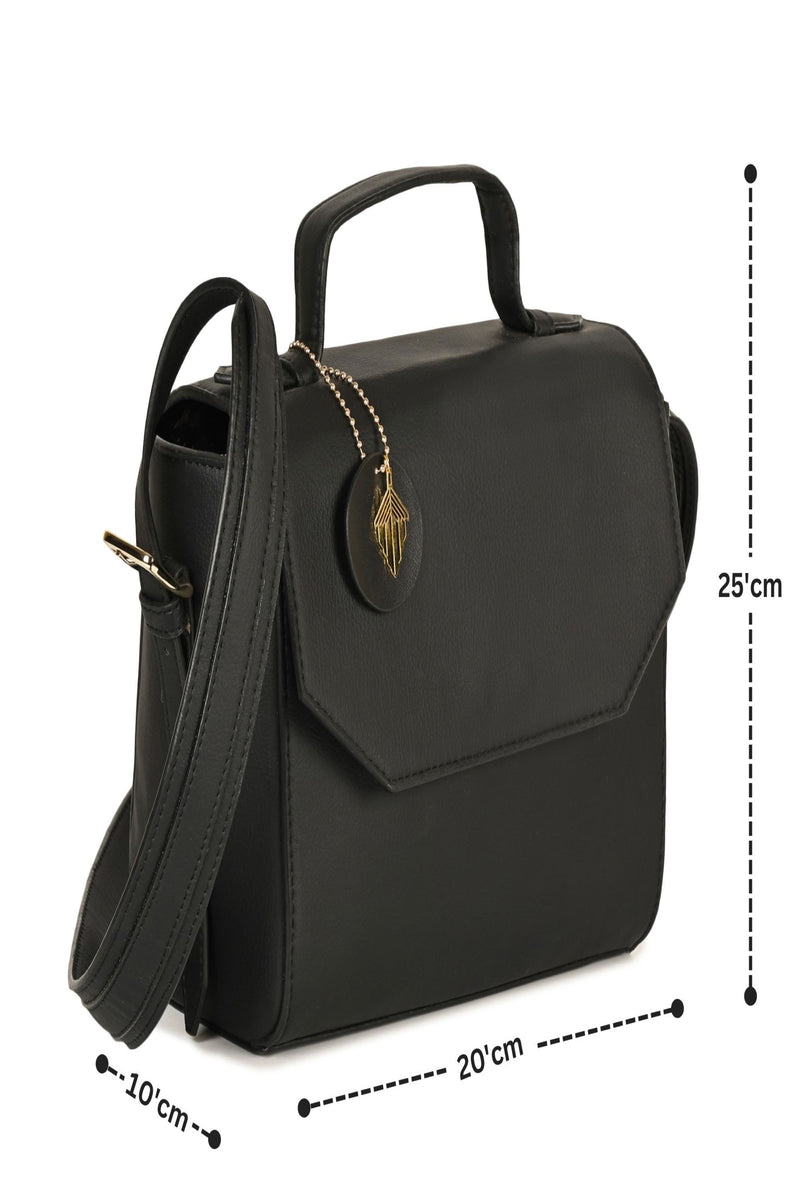 Green Hermitage Asteria Vegan Leather Satchel/Crossbody Bags (Black)