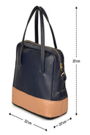 Green Hermitage Vanadey Vegan Leather Satchel/Crossbody Bag (Navy Blue & Caramel)