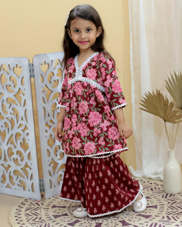 Kid’s Girls Pure Cotton Jaipur Block Printed Indian Ethnic Festive Party Wear Suit Sets