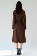 Studio Amala Truffle Trench Brown Midi Cotton Dress