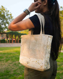 Eco Tote Hemp Bag | Beige & White