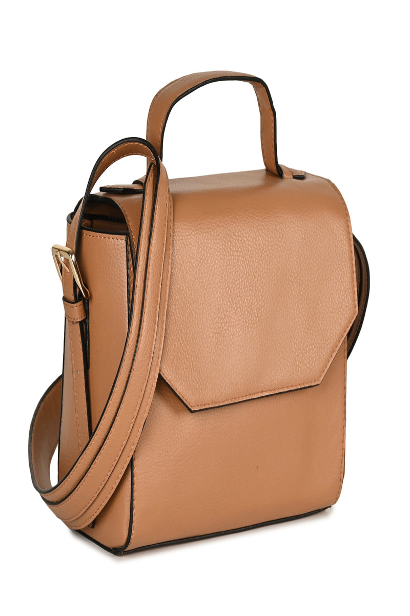 Green Hermitage Asteria Vegan Leather Satchel/Crossbody Bags (Caramel)