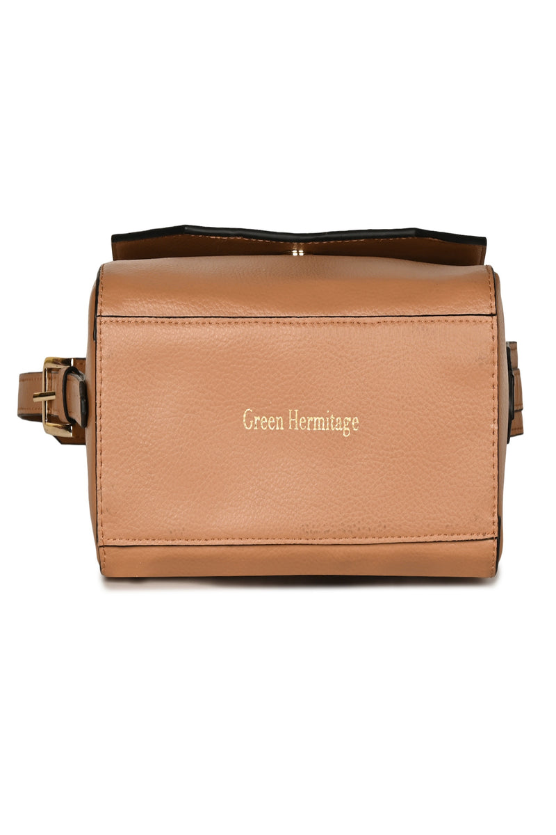 Green Hermitage Asteria Vegan Leather Satchel/Crossbody Bags (Caramel)