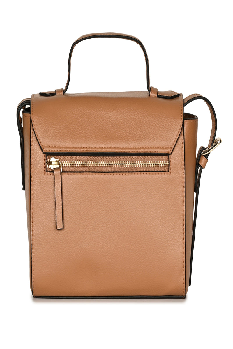 Green Hermitage Asteria Vegan Leather Satchel/Crossbody Bags (Caramel)
