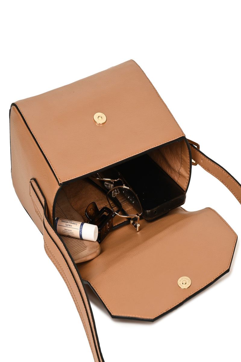 Green Hermitage Asteria Vegan Leather Satchel/Crossbody Bags (Caramel)