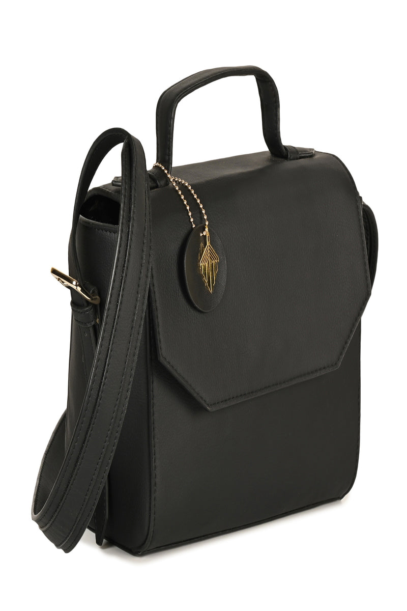 Green Hermitage Asteria Vegan Leather Satchel/Crossbody Bags (Black)