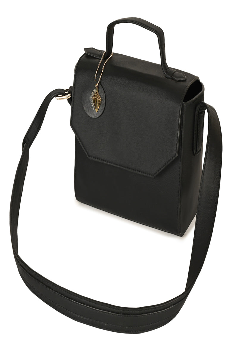 Green Hermitage Asteria Vegan Leather Satchel/Crossbody Bags (Black)