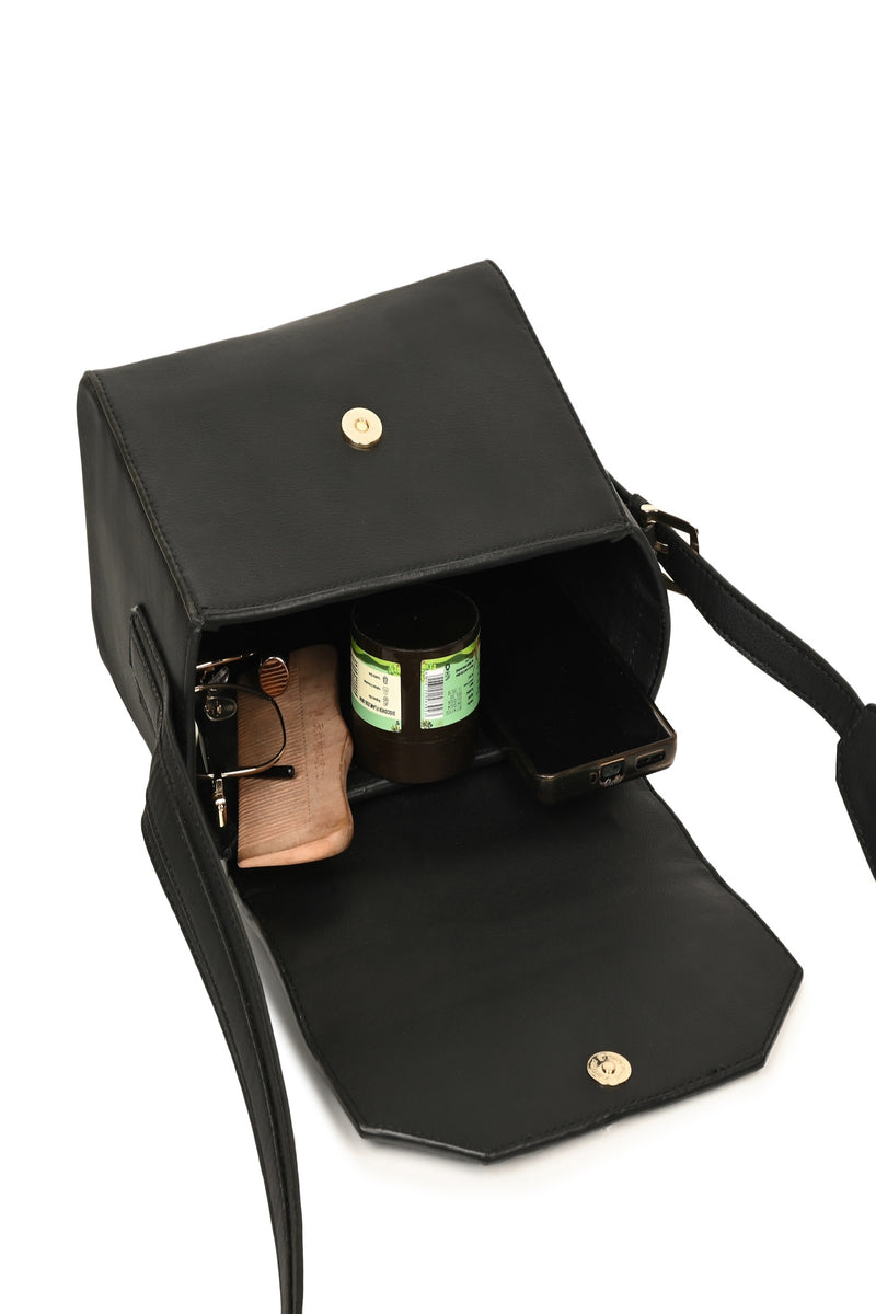 Green Hermitage Asteria Vegan Leather Satchel/Crossbody Bags (Black)