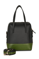 Green Hermitage Vanadey Vegan Leather Satchel/Crossbody Bag (Black & Green)