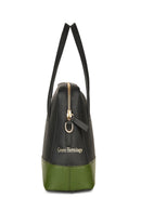 Green Hermitage Vanadey Vegan Leather Satchel/Crossbody Bag (Black & Green)