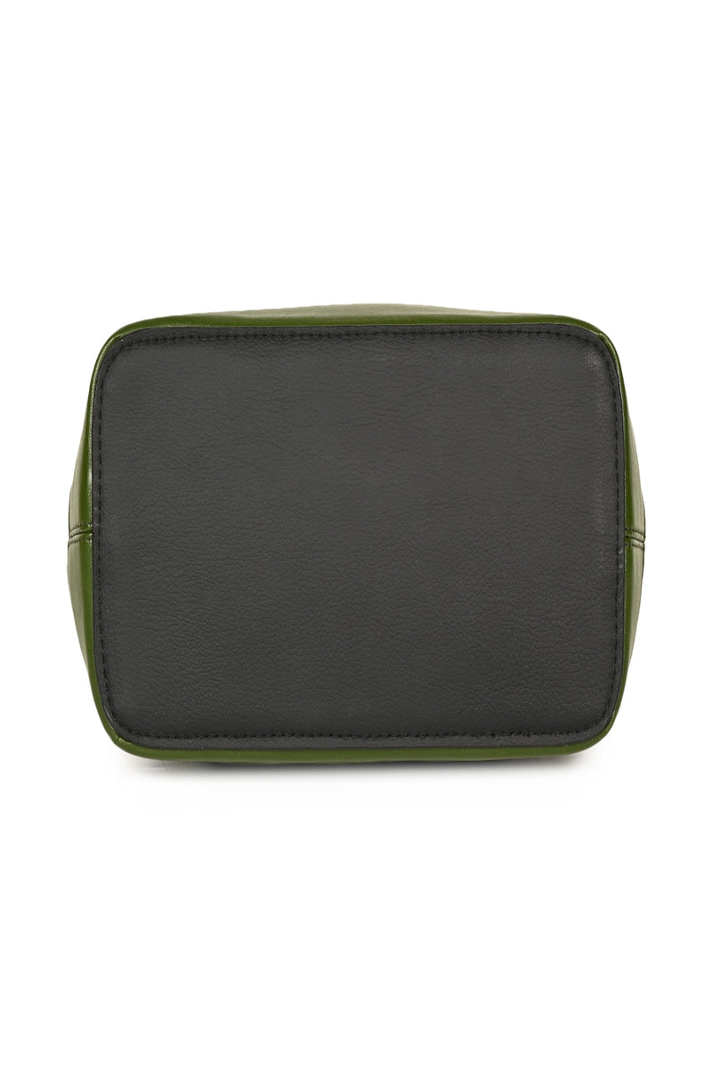 Green Hermitage Vanadey Vegan Leather Satchel/Crossbody Bag (Black & Green)