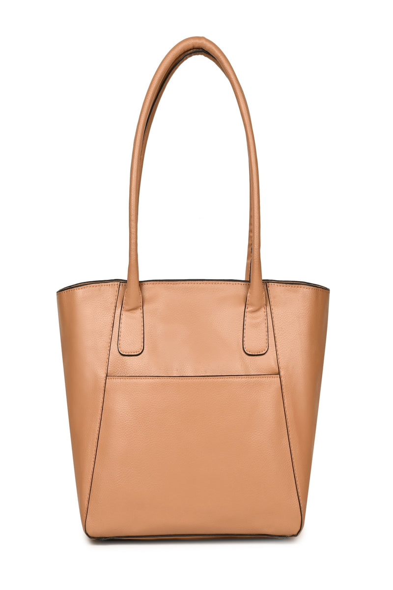 Green Hermitage Athena Vegan Leather Tote Bag (Caramel)