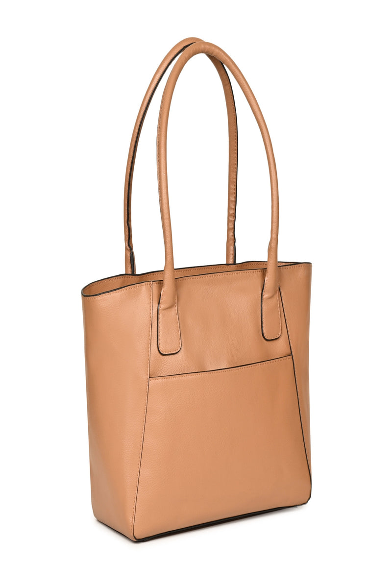Green Hermitage Athena Vegan Leather Tote Bag (Caramel)