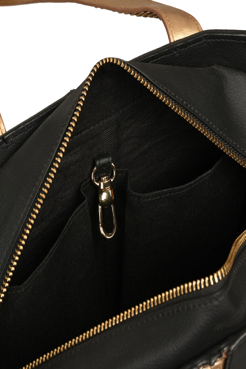 Green Hermitage Asteria Vegan Leather Satchel/Crossbody Bags (Black)