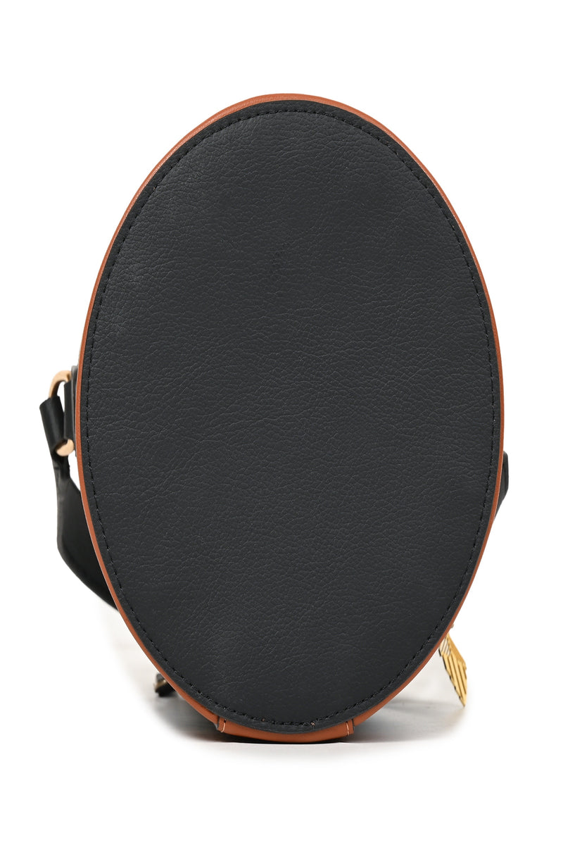 Green Hermitage Hemera Vegan Leather Bucket Bag (Black & Gingerbread)