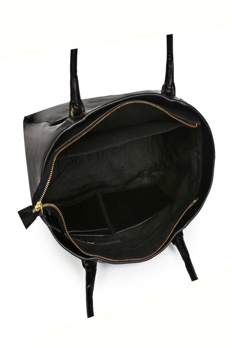 Green Hermitage Athena Vegan Leather Tote Bag (Black)