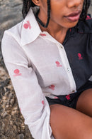 BLACK AND WHITE JAMDANI SHIRT DRESS