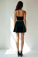 Studio Amala Emerald Martini Green Velvet Mini Slip Dress