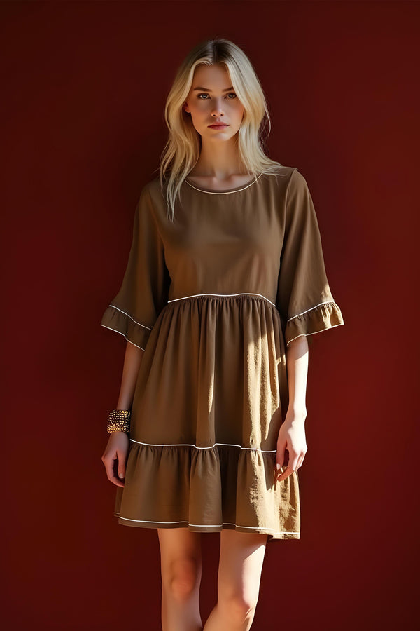 Studio Amala Espresso Bliss Brown Cotton Mini Dress