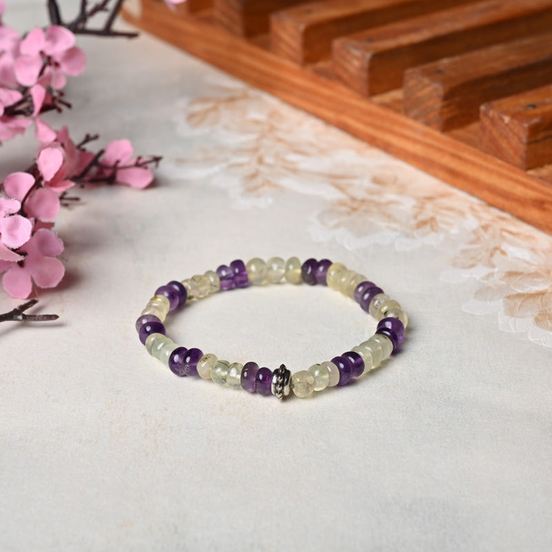 Elevate their Spirits with our Amethyst and Prehnite Healing Gemstone Bracelet - A Perfect Gift for Your Loved One"
