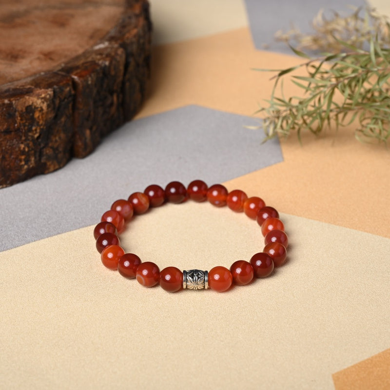 Gemstone bracelet Carnelian stone is life-force, vitality and energy, strengthen Sacral Chakra and help in balancing energy
