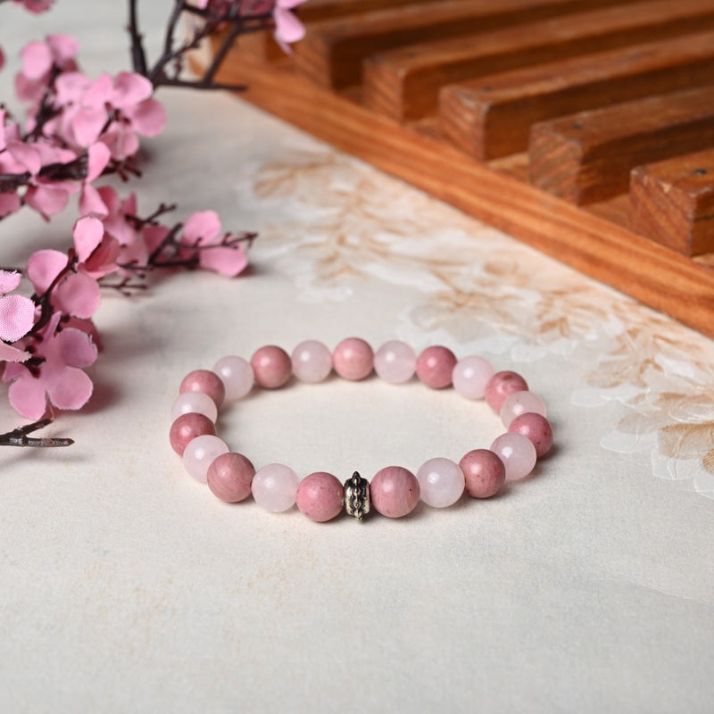 Healing gemstone bracelet Rose Quartz and Rhodonite