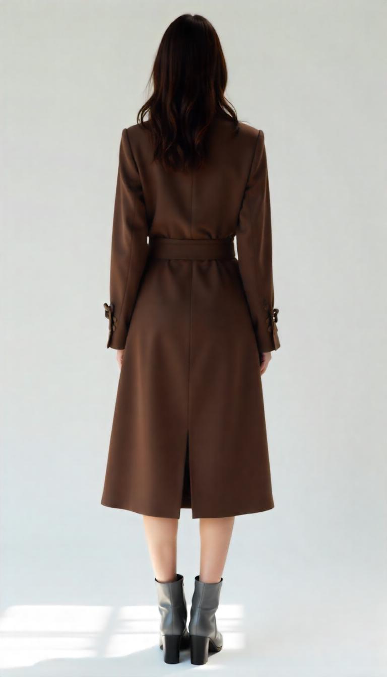 Cotton Twill Coffee Mocha Brown Trench Coat