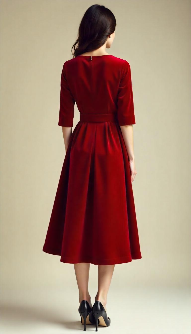 Red Velvet Wrap-Around Dress