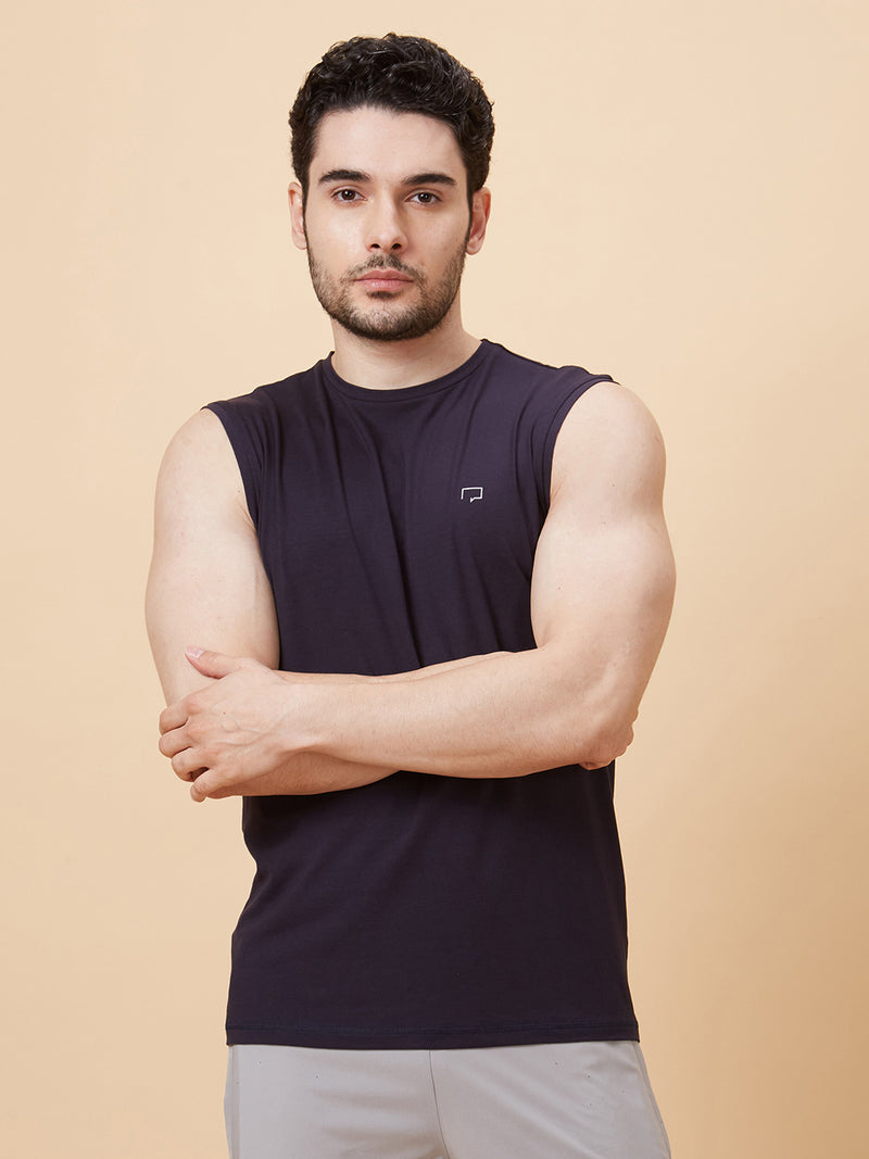 Roar for Good Blue Bamboo Gym Vest for Men | Anti odour, Anti Microbial and Super Soft | Comfortable Activewear Tanks