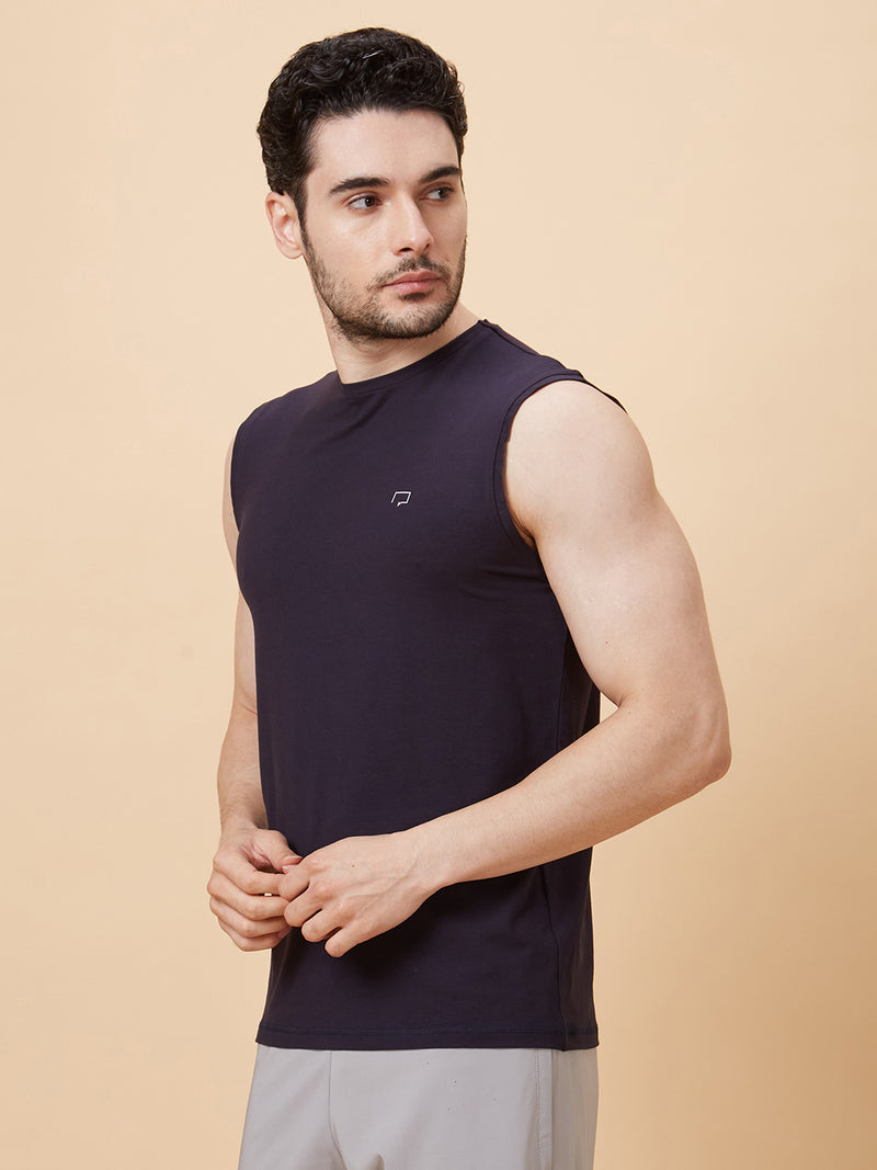 Roar for Good Blue Bamboo Gym Vest for Men | Anti odour, Anti Microbial and Super Soft | Comfortable Activewear Tanks