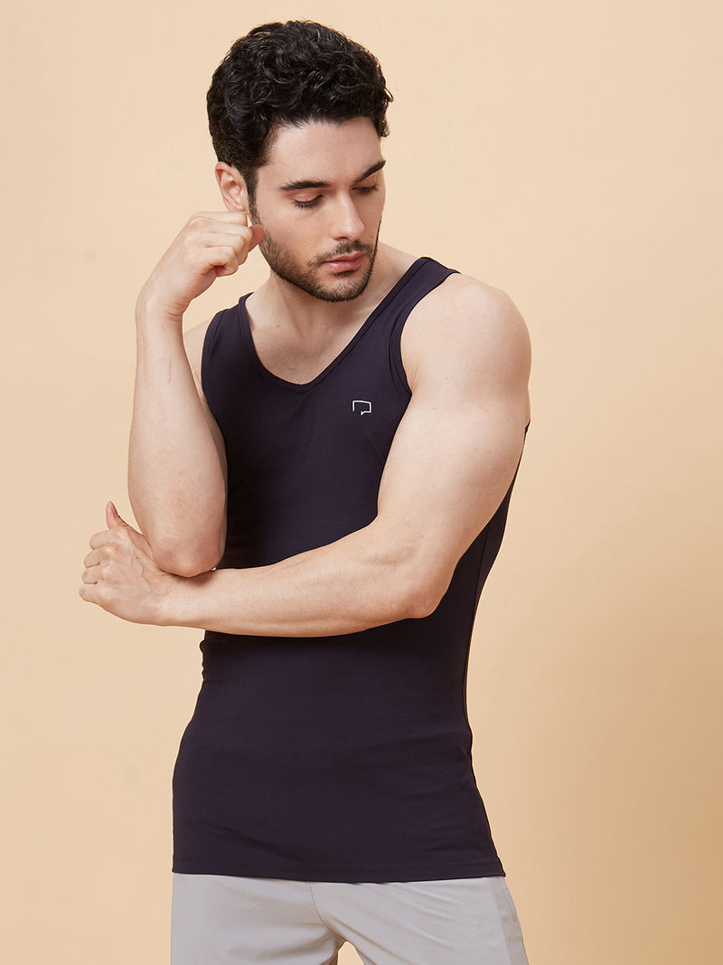 Roar for Good Blue Bamboo Vest for Men | Regular Fit, Super Soft, and Thermoregulating | Anti odour and Anti Microbial