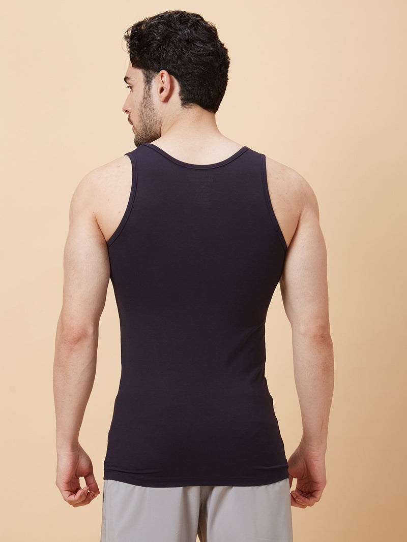 Roar for Good Blue Bamboo Vest for Men | Regular Fit, Super Soft, and Thermoregulating | Anti odour and Anti Microbial