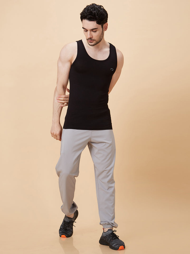 Roar for Good Black Bamboo Vest for Men | Regular Fit, Super Soft, and Thermoregulating | Anti odour and Anti Microbial