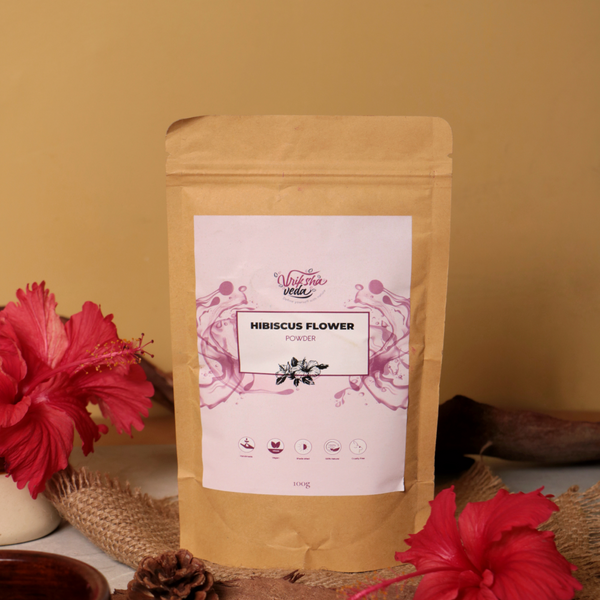 Vriksha Veda Pink Red Hibiscus Face & Hair Mask Powder