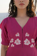 The Loom Art Raspberry Handwoven Chanderi Silk Dress