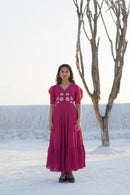 The Loom Art Raspberry Handwoven Chanderi Silk Dress