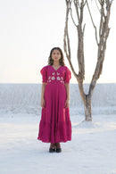 The Loom Art Raspberry Handwoven Chanderi Silk Dress