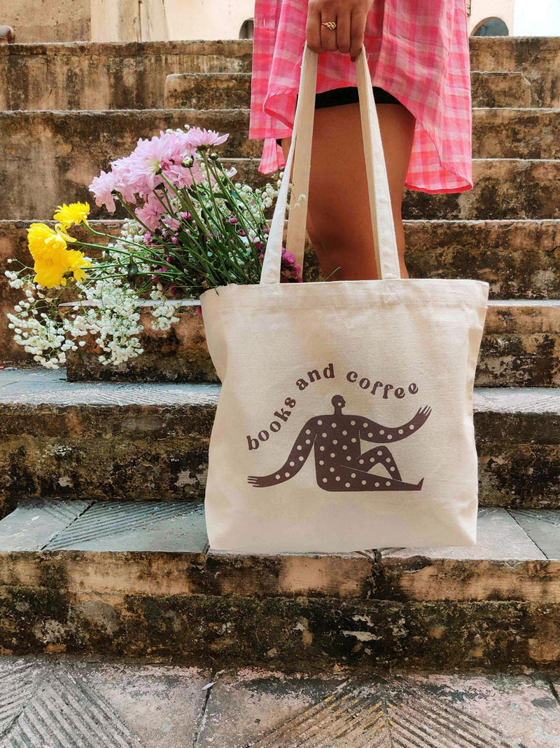 Patrah Book and Coffee Canvas Tote Bag
