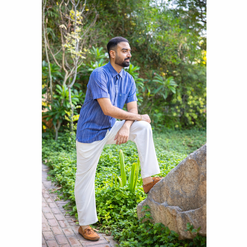 Midnight Blue Khadi Shirt