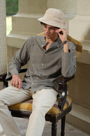 Vasudhaa Vastrram Kamanam - men's grey Organic Linen and bamboo Full Sleeve Shirt