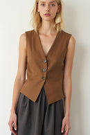 Studio Amala Caramel Drizzle Linen Women's Waistcoat