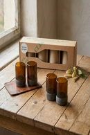O.U.A.T. Morning Shot Glass Set of 4 | 120 ml Upcycled Glasses for Juices, Wellness Shots & Cold Brew
