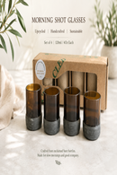 O.U.A.T. Morning Shot Glass Set of 4 | 120 ml Upcycled Glasses for Juices, Wellness Shots & Cold Brew