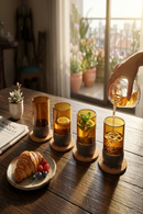 O.U.A.T. Morning Shot Glass Set of 4 | 120 ml Upcycled Glasses for Juices, Wellness Shots & Cold Brew